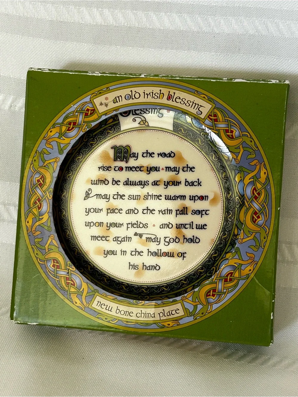 In Box Clara Bone China Irish Blessing Wall Plate Celtic Knot Home Wall Decor